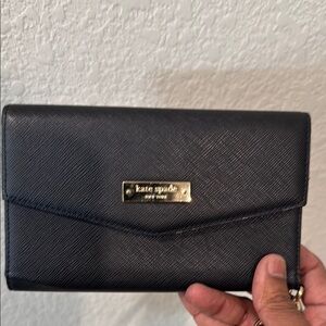 Kate Spade Black Wallet wristlet with Gold Detail
